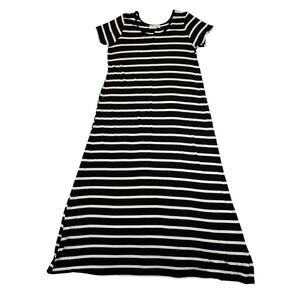 Daisy Island Round Neck Stripe Maxi T-Shirt Dress Size L Casual Coastal Preppy
